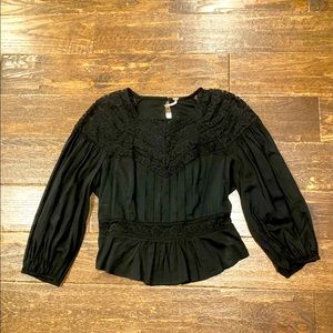 Free People Black Lace Blouse